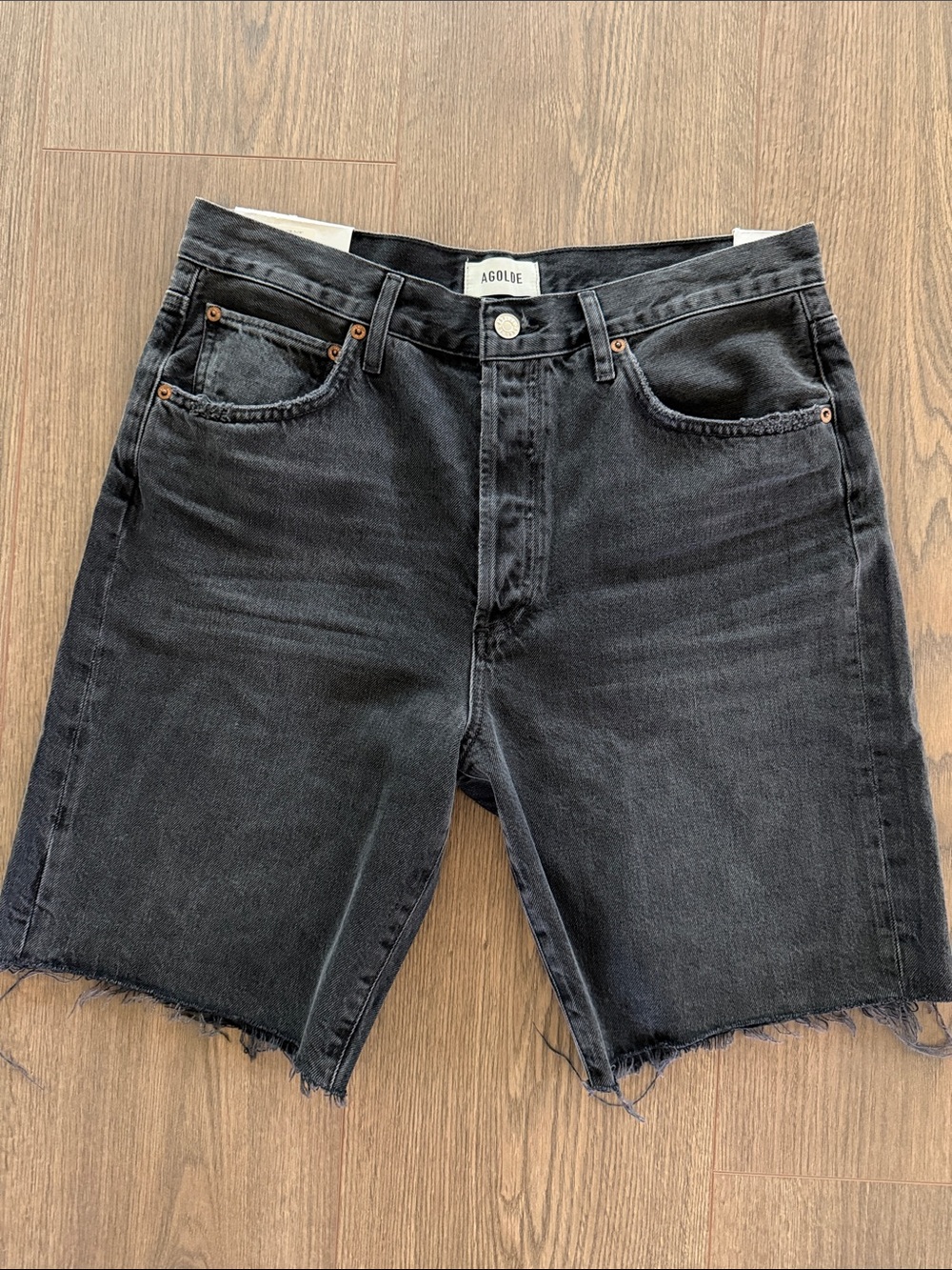 Agolde Black Cutoff Jean Shorts